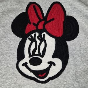 Disney Minnie Mouse Hoodie XXL Gray Embroidered Applique EUC